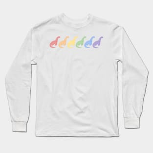 Rainbow Dinosaurs (White Background) Long Sleeve T-Shirt